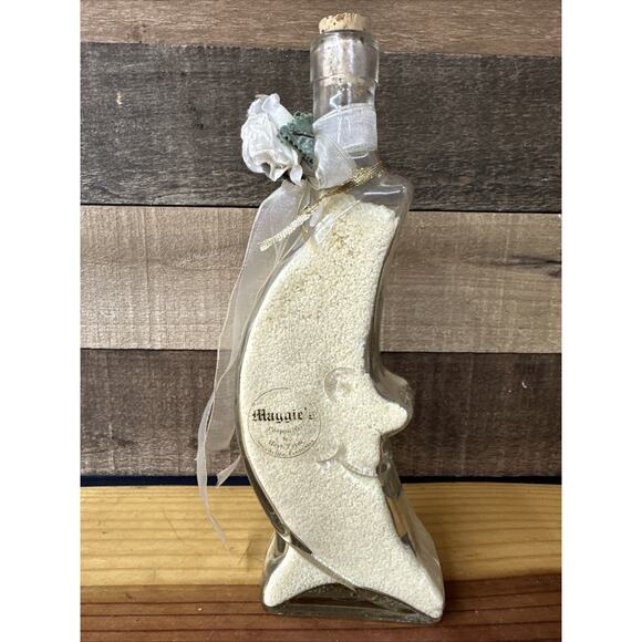 Moon Shaped Glass Bottle Salts And Essential Oils Maggie’s Potpourri Herb Farm - Picture 1 of 6